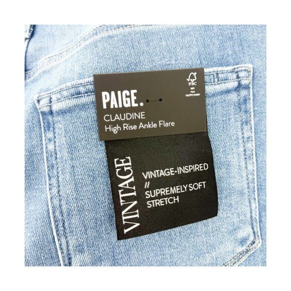 Paige Claudine Darling Wisiesta Hem Slim Boot Cut Jean Denim Blue Size 31 NWT - Picture 9 of 15